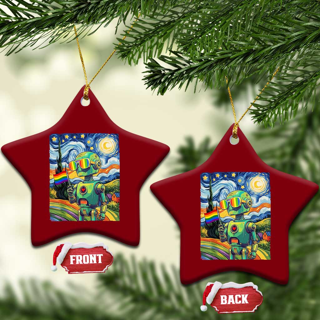 Funny Rainbow Starry Night Robot Pride Ceramic Ornament LGBTQ Geeky Gift TS12 Print Your Wear