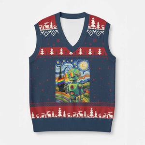 Funny Rainbow Starry Night Robot Pride V-Neck Knit Sweater Vest LGBTQ Geeky Gift TS12 Navy Red Print Your Wear