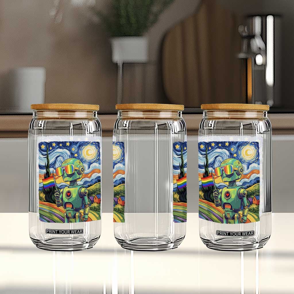 Funny Rainbow Starry Night Robot Pride Glass Can LGBTQ Geeky Gift TS12 Print Your Wear
