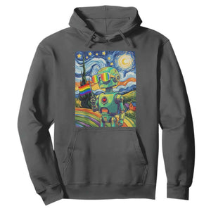 Funny Rainbow Starry Night Robot Pride Hoodie LGBTQ Geeky Gift TS12 Dark Heather Print Your Wear