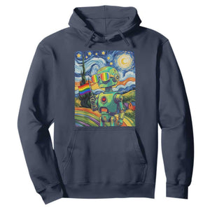 Funny Rainbow Starry Night Robot Pride Hoodie LGBTQ Geeky Gift TS12 Navy Print Your Wear