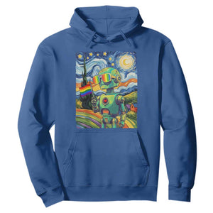 Funny Rainbow Starry Night Robot Pride Hoodie LGBTQ Geeky Gift TS12 Royal Blue Print Your Wear