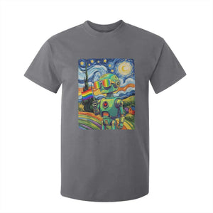 Funny Rainbow Starry Night Robot Pride T Shirt For Kid LGBTQ Geeky Gift TS12 Charcoal Print Your Wear