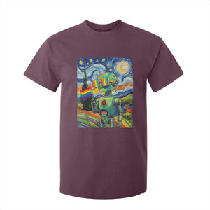 Funny Rainbow Starry Night Robot Pride T Shirt For Kid LGBTQ Geeky Gift TS12 Maroon Print Your Wear