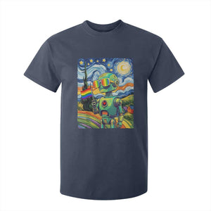 Funny Rainbow Starry Night Robot Pride T Shirt For Kid LGBTQ Geeky Gift TS12 Navy Print Your Wear