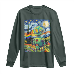 Funny Rainbow Starry Night Robot Pride Long Sleeve Shirt LGBTQ Geeky Gift