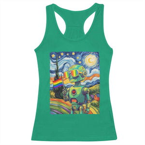 Funny Rainbow Starry Night Robot Pride Racerback Tank Top LGBTQ Geeky Gift TS12 Irish Green Print Your Wear