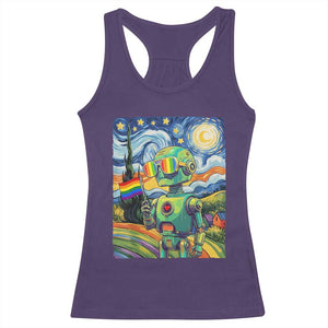 Funny Rainbow Starry Night Robot Pride Racerback Tank Top LGBTQ Geeky Gift TS12 Purple Print Your Wear