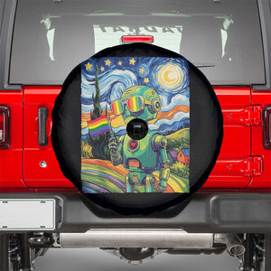 Funny Rainbow Starry Night Robot Pride Spare Tire Cover LGBTQ Geeky Gift TS12 Black Print Your Wear