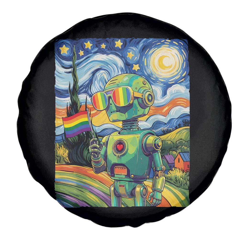 Funny Rainbow Starry Night Robot Pride Spare Tire Cover LGBTQ Geeky Gift TS12 Print Your Wear