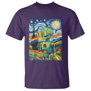 Funny Rainbow Starry Night Robot Pride T Shirt LGBTQ Geeky Gift TS12 Purple Print Your Wear