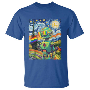 Funny Rainbow Starry Night Robot Pride T Shirt LGBTQ Geeky Gift TS12 Royal Blue Print Your Wear