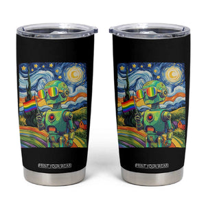 Funny Rainbow Starry Night Robot Pride Tumbler Cup LGBTQ Geeky Gift