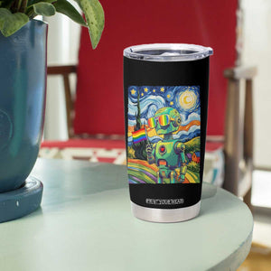 Funny Rainbow Starry Night Robot Pride Tumbler Cup LGBTQ Geeky Gift