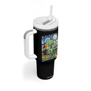 Funny Rainbow Starry Night Robot Pride Tumbler With Handle LGBTQ Geeky Gift TS12 Print Your Wear