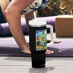 Funny Rainbow Starry Night Robot Pride Tumbler With Handle LGBTQ Geeky Gift TS12 Print Your Wear