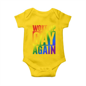 Funny LGBTQ Pride Month Baby Onesie Woke Up Gay Again TS12 Daisy Print Your Wear