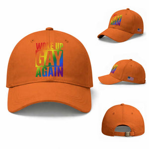 Funny LGBTQ Pride Month Baseball Cap Woke Up Gay Again TS12 Baseball Cap Universal Fit Orange Print Your Wear