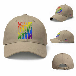 Funny LGBTQ Pride Month Baseball Cap Woke Up Gay Again TS12 Baseball Cap Universal Fit Khaki Print Your Wear