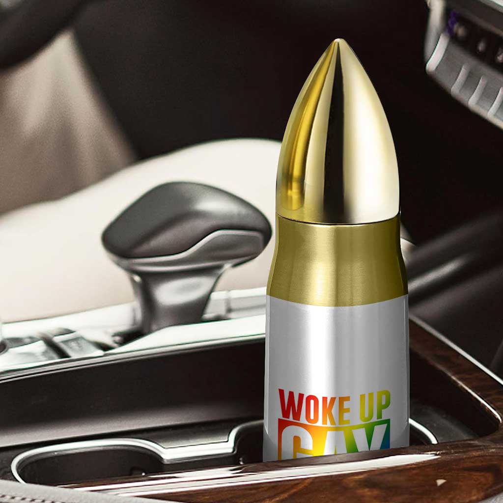 Funny LGBTQ Pride Month Bullet Tumbler Woke Up Gay Again TS12 Print Your Wear