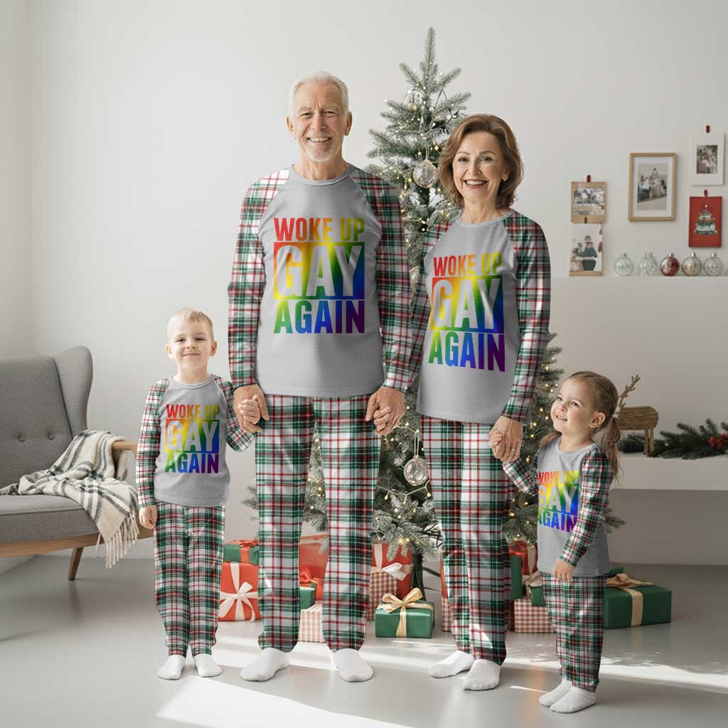 Funny LGBTQ Pride Month Plaid Pajama Set Woke Up Gay Again TS12 Christmas Plaid Print Your Wear