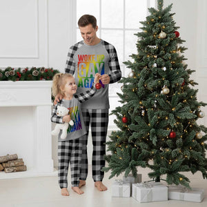 Funny LGBTQ Pride Month Plaid Pajama Set Woke Up Gay Again TS12 White Plaid Print Your Wear