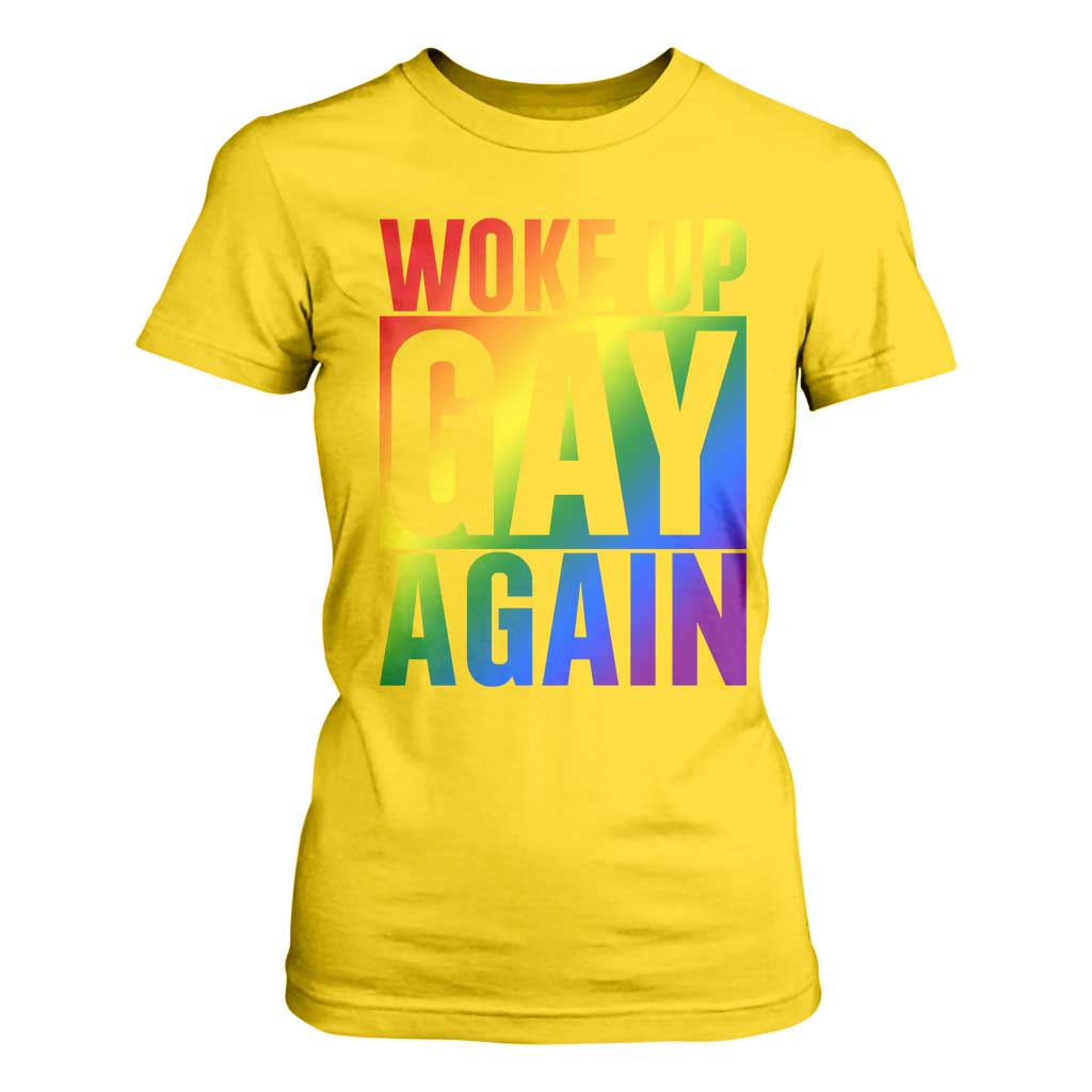 Funny LGBTQ Pride Month T Shirt For Women Woke Up Gay Again TS12 Daisy Print Your Wear
