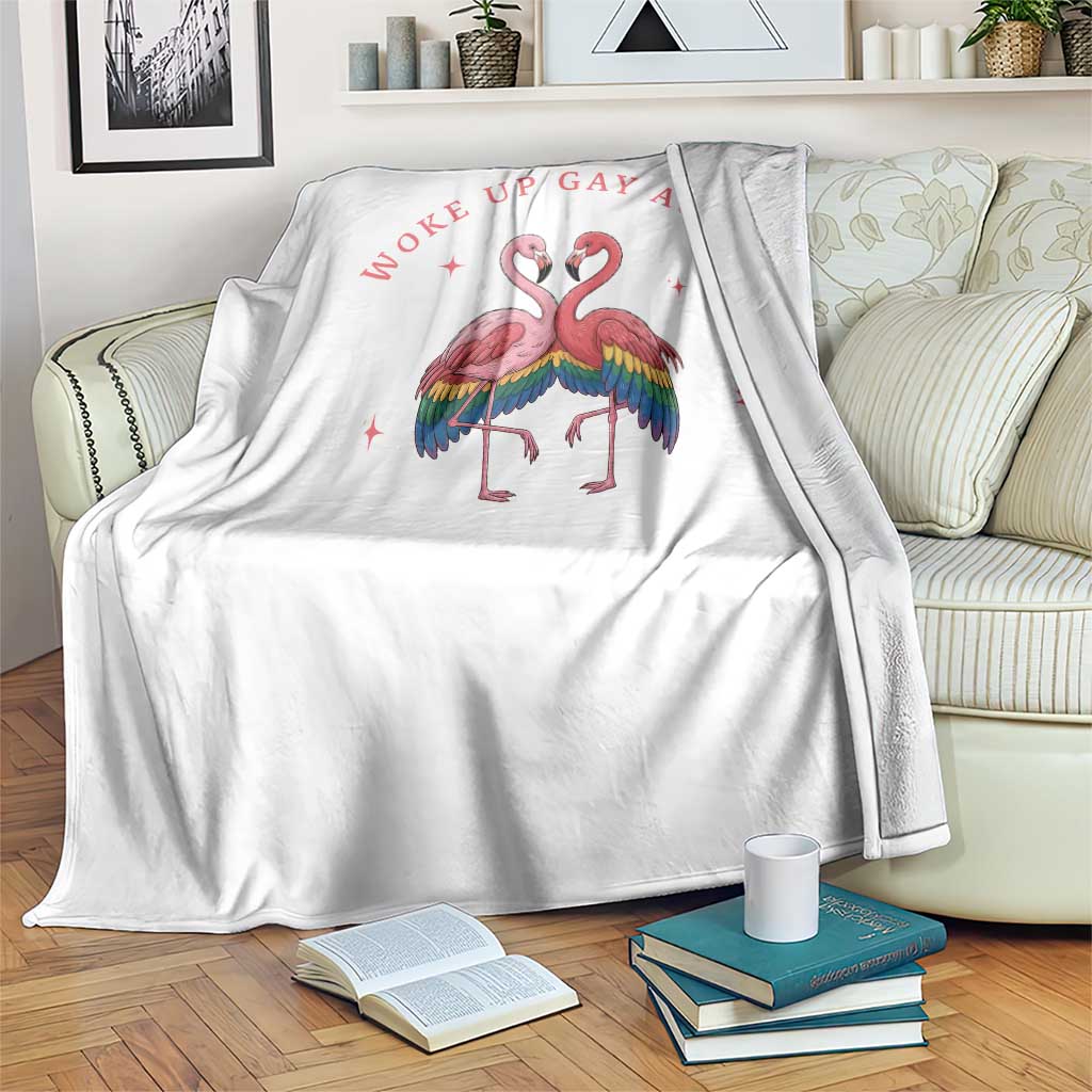 Funny Flamingos Woke Up Gay Again Throw Blanket Gift For Queer Bird Lovers TS12 Print Your Wear