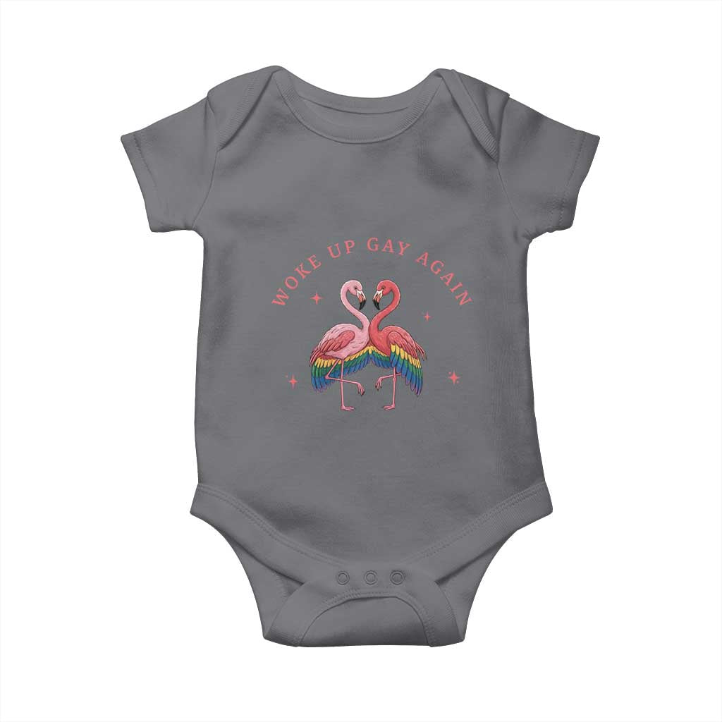 Funny Flamingos Woke Up Gay Again Baby Onesie Gift For Queer Bird Lovers TS12 Charcoal Print Your Wear