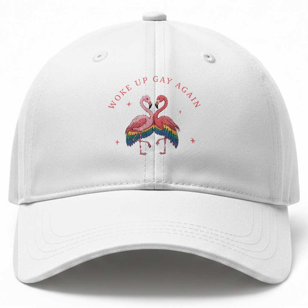 Funny Flamingos Woke Up Gay Again Baseball Cap Gift For Queer Bird Lovers TS12 Print Your Wear
