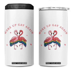 Funny Flamingos Woke Up Gay Again 4 in 1 Can Cooler Tumbler Gift For Queer Bird Lovers TS12 One Size: 16 oz White Print Your Wear