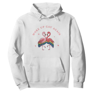 Funny Flamingos Woke Up Gay Again Hoodie Gift For Queer Bird Lovers TS12 White Print Your Wear