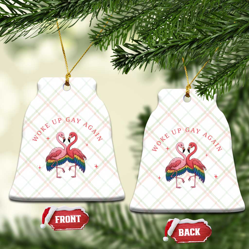 Funny Flamingos Woke Up Gay Again Ceramic Ornament Gift For Queer Bird Lovers TS12 Print Your Wear