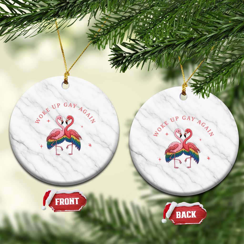 Funny Flamingos Woke Up Gay Again Ceramic Ornament Gift For Queer Bird Lovers TS12 1pc White Marble Print Your Wear