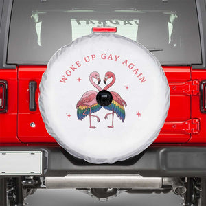 Funny Flamingos Woke Up Gay Again Spare Tire Cover Gift For Queer Bird Lovers TS12 White Print Your Wear