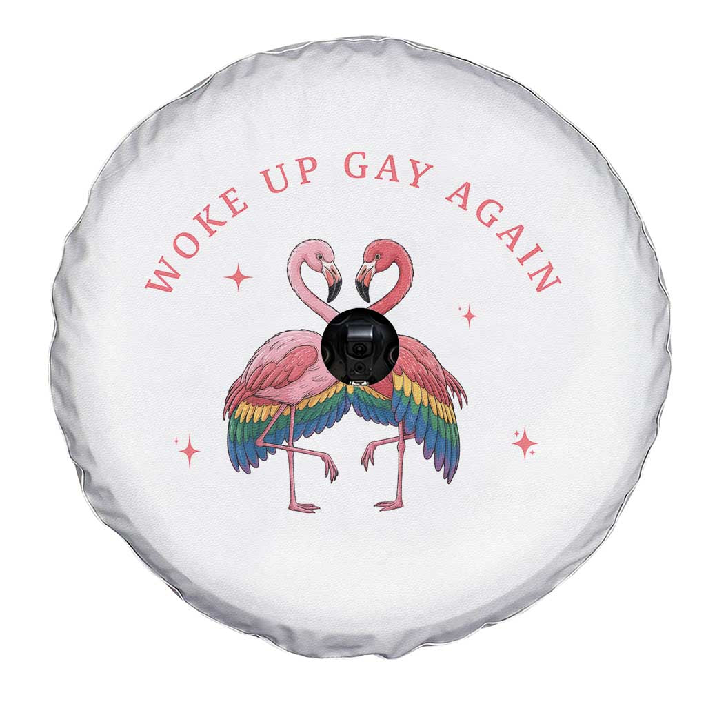 Funny Flamingos Woke Up Gay Again Spare Tire Cover Gift For Queer Bird Lovers TS12 Print Your Wear