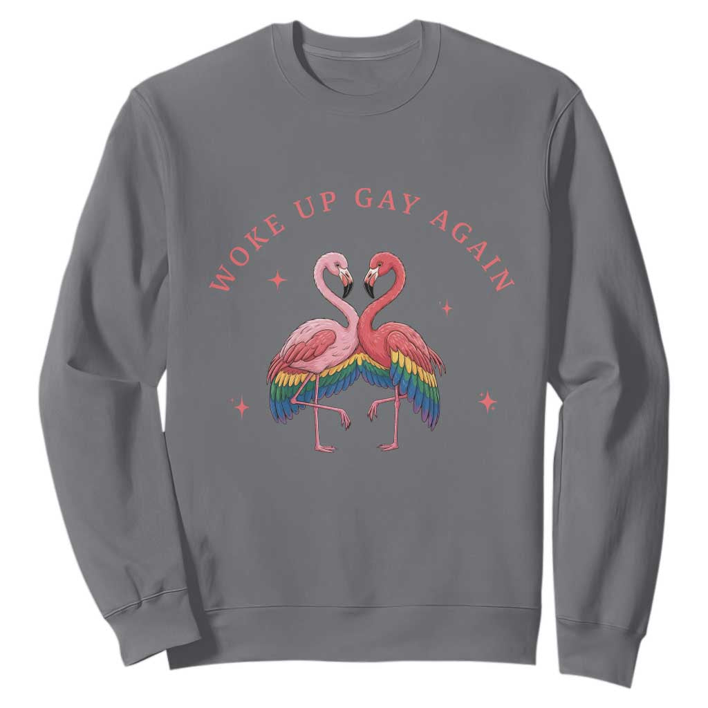 Funny Flamingos Woke Up Gay Again Sweatshirt Gift For Queer Bird Lovers