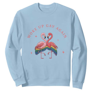 Funny Flamingos Woke Up Gay Again Sweatshirt Gift For Queer Bird Lovers