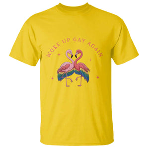 Funny Flamingos Woke Up Gay Again T Shirt Gift For Queer Bird Lovers TS12 Daisy Print Your Wear