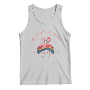 Funny Flamingos Woke Up Gay Again Tank Top Gift For Queer Bird Lovers TS12 Ash Print Your Wear