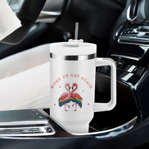 Funny Flamingos Woke Up Gay Again Tumbler With Handle Gift For Queer Bird Lovers TS12 Print Your Wear