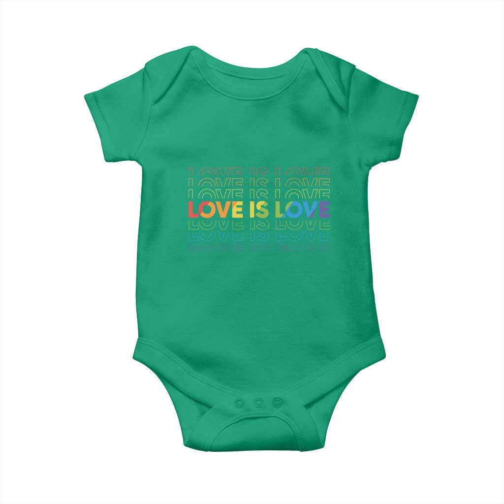 Love Is Love Rainbow Typography Baby Onesie LGBTQ Support Gift TS12 Irish Green Print Your Wear