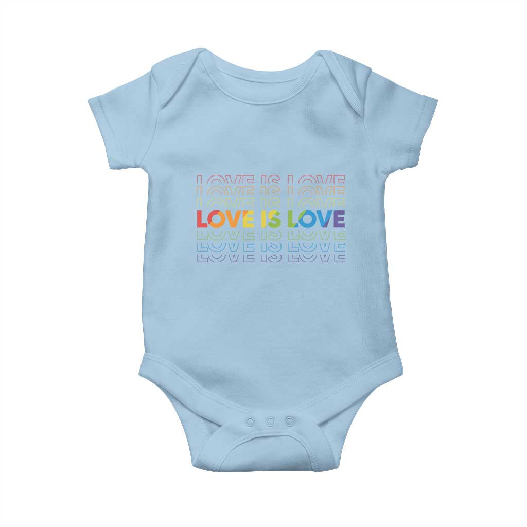 Love Is Love Rainbow Typography Baby Onesie LGBTQ Support Gift TS12 Light Blue Print Your Wear