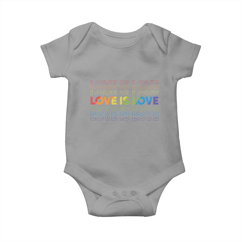 Love Is Love Rainbow Typography Baby Onesie LGBTQ Support Gift TS12 Sport Gray Print Your Wear