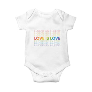 Love Is Love Rainbow Typography Baby Onesie LGBTQ Support Gift TS12 White Print Your Wear