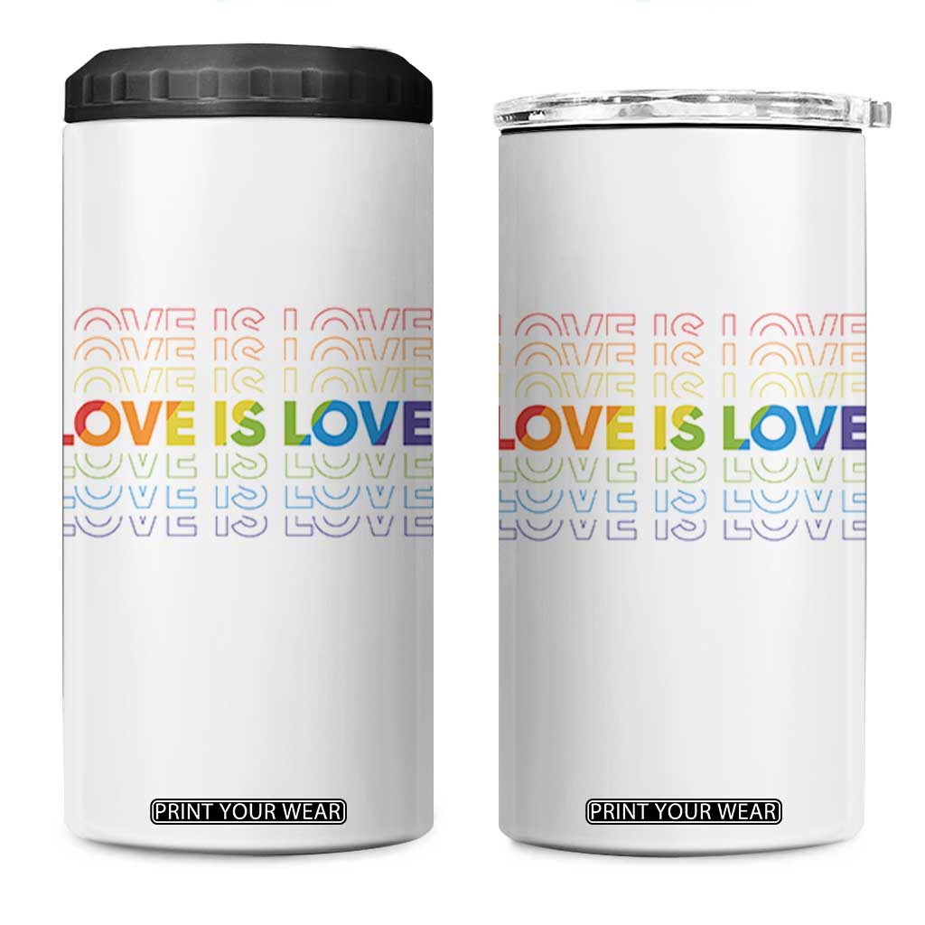 Love Is Love Rainbow Typography 4 in 1 Can Cooler Tumbler LGBTQ Support Gift TS12 One Size: 16 oz White Print Your Wear