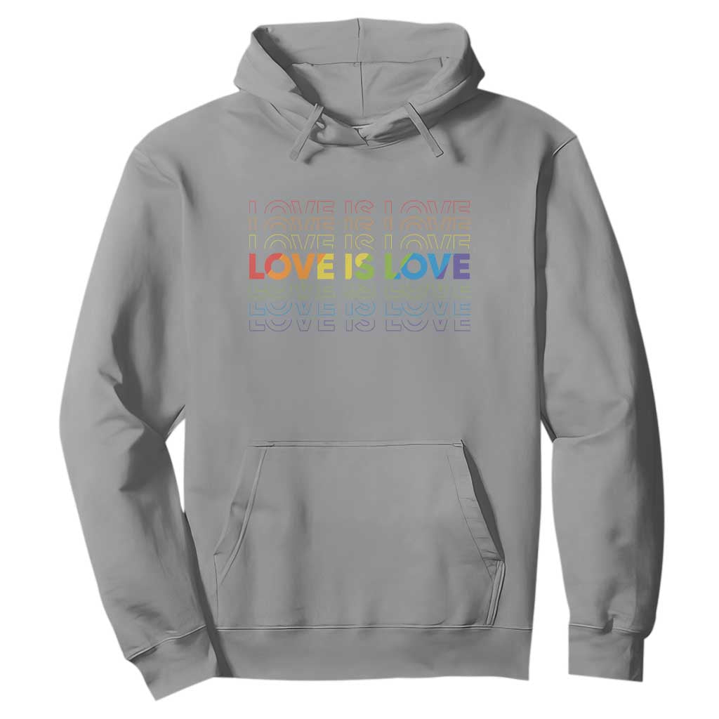 Love Is Love Rainbow Typography Hoodie LGBTQ Support Gift TS12 Sport Gray Print Your Wear
