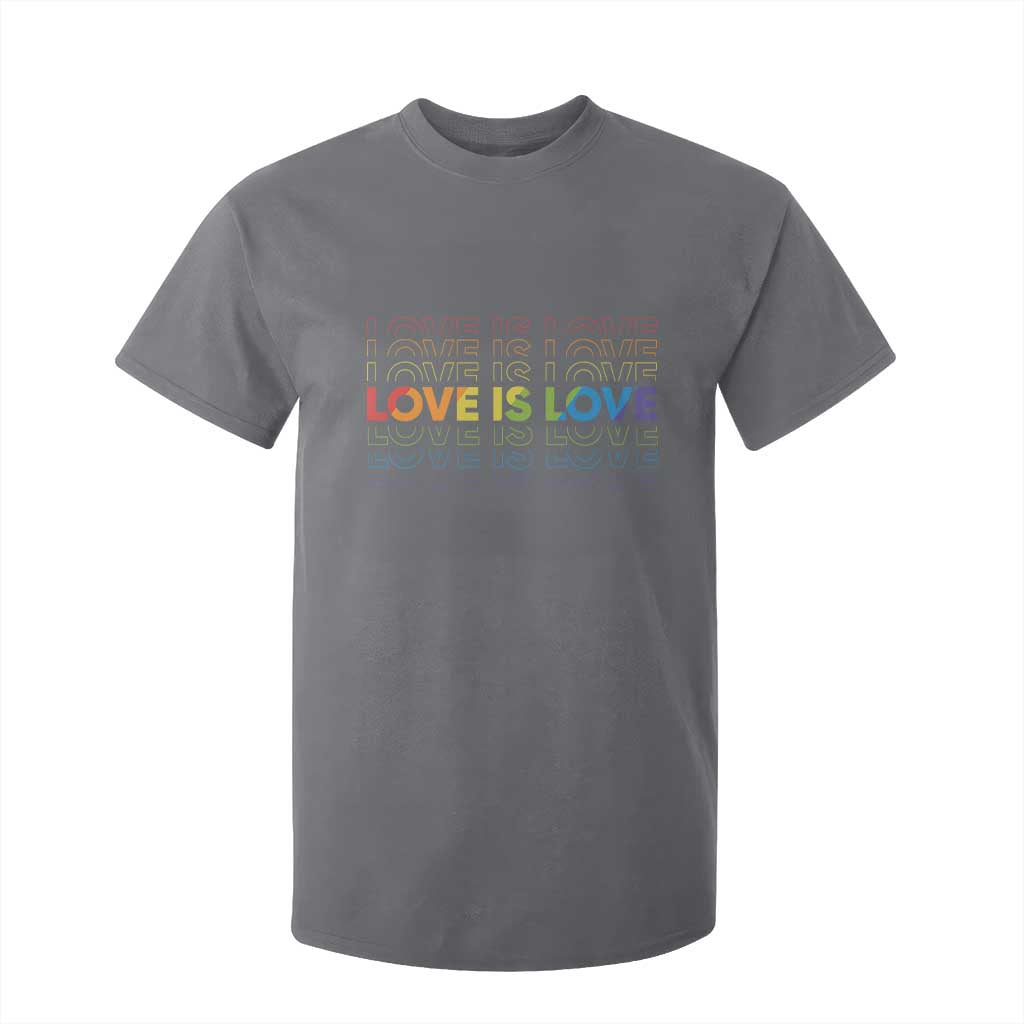 Love Is Love Rainbow Typography T Shirt For Kid LGBTQ Support Gift TS12 Charcoal Print Your Wear