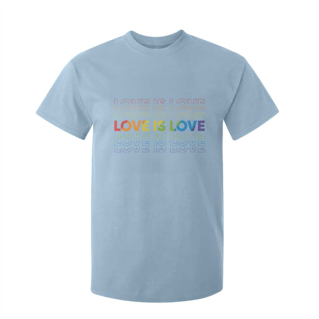 Love Is Love Rainbow Typography T Shirt For Kid LGBTQ Support Gift TS12 Light Blue Print Your Wear