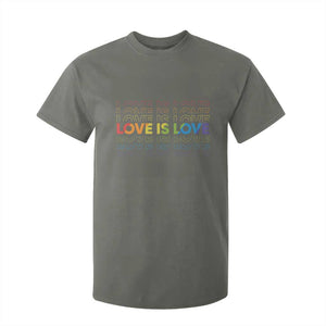 Love Is Love Rainbow Typography T Shirt For Kid LGBTQ Support Gift TS12 Military Green Print Your Wear